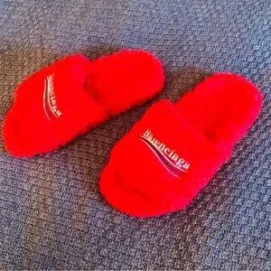 Balenciaga | Shoes | Balenciaga Shearling Slides In Bright  display picture 3